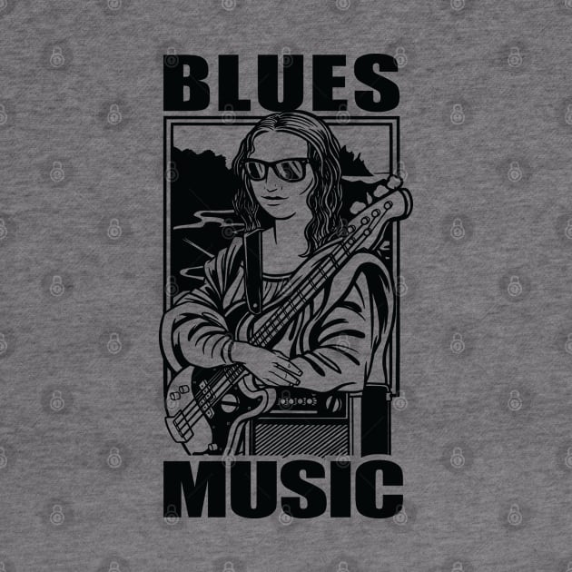 Blues Music - Mona Lisa with Guitar and Amplifier by Graphic Duster